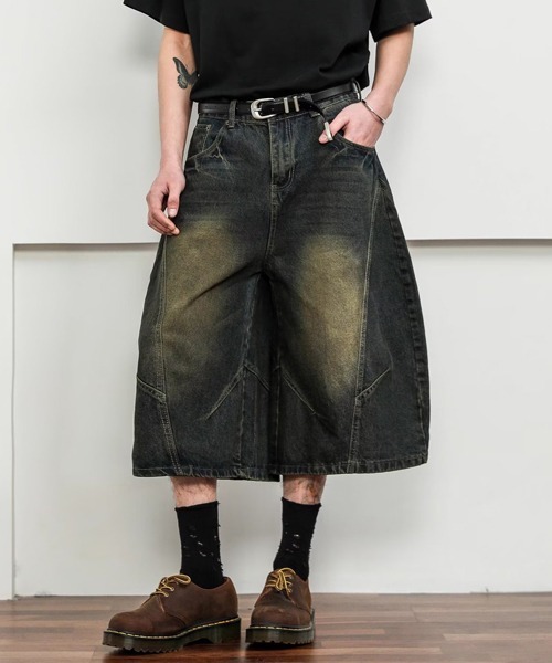 Ressaca(レサーカ)の「カーブシルエットハーフデニムパンツ(デニムパンツ・メンズ・ブルー/インディゴブルー・XL/L/M)」の1枚目の写真