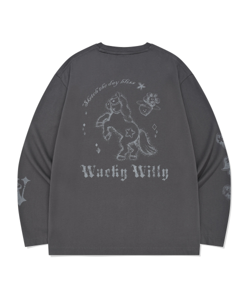 Wacky WiLLy(ワッキーウィリー)の「ウィメンズグラフィックロングスリーブチャコール(Tシャツ/カットソー・レディース・その他・F)」の4枚目の写真