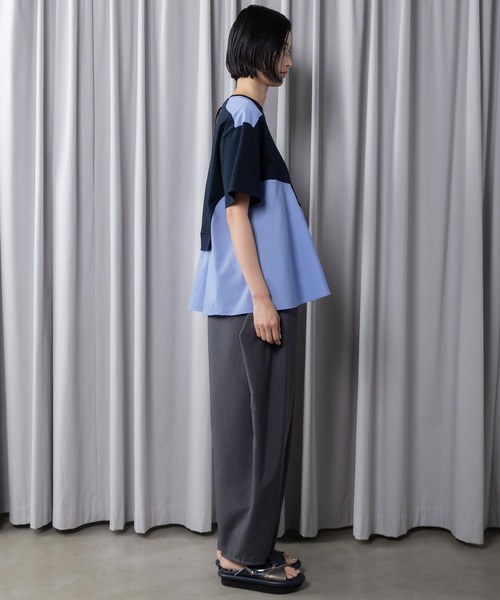 MARECHAL TERRE(マルシャルテル)の「【接触冷感機能付き】Aラインコンビネーショントップス(Tシャツ/カットソー・レディース・オフホワイト/ライトグレー/ブラック/ネイビー・MEDIUM)」の7枚目の写真