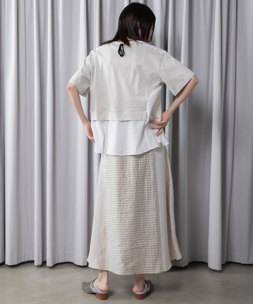 MARECHAL TERRE(マルシャルテル)の「【接触冷感機能付き】Aラインコンビネーショントップス(Tシャツ/カットソー・レディース・オフホワイト/ライトグレー/ブラック/ネイビー・MEDIUM)」の15枚目の写真