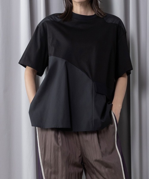 MARECHAL TERRE(マルシャルテル)の「【接触冷感機能付き】Aラインコンビネーショントップス(Tシャツ/カットソー・レディース・オフホワイト/ライトグレー/ブラック/ネイビー・MEDIUM)」の17枚目の写真