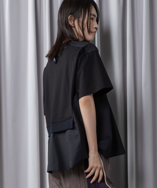 MARECHAL TERRE(マルシャルテル)の「【接触冷感機能付き】Aラインコンビネーショントップス(Tシャツ/カットソー・レディース・オフホワイト/ライトグレー/ブラック/ネイビー・MEDIUM)」の18枚目の写真