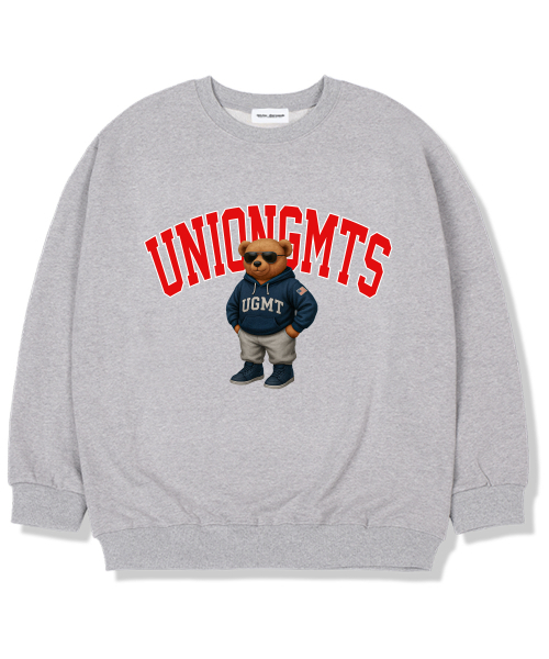 Union Garments(ユニオンガーメンツ)の「サングラスフードベア裏起毛オーバーサイズスウェットTシャツグレー(スウェット・レディース・その他・L/XL/XXL)」の1枚目の写真