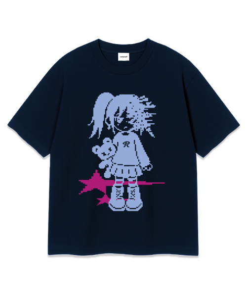 RANDOMOFF（ランダムオフ）の「[HIDDEN] PIXEL DIGITAL ERROR KID OVER FIT T-SHIRT (3color)（Tシャツ/カットソー・レディース・ホワイト/ブラック/ネイビー・SMALL/MEDIUM/LARGE/X-LARGE）」の6枚目の写真