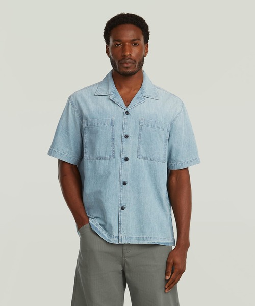 G-STAR(ジースター)の「Bowling 2-Pocket Regular Shirt/2ポケットレギュラーデニムボウリングシャツ(シャツ/ブラウス・メンズ・ライトインディゴブルー・X-LARGE/X-SMALL/LARGE/MEDIUM/SMALL)」の1枚目の写真
