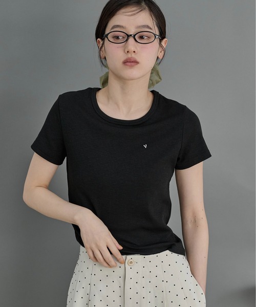 LOSCa(ロスカ)の「ハートチップチビT(Tシャツ/カットソー・レディース・オフホワイト/ライトブルー/ブラック・FREE)」の17枚目の写真