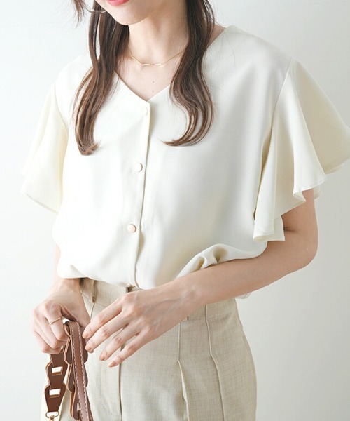 SallyLunn(サリーラン)の「大人フェミニンフリルスリーブブラウス(シャツ/ブラウス・レディース・ブラック/グレー/グリーン・LARGE/MEDIUM)」の5枚目の写真