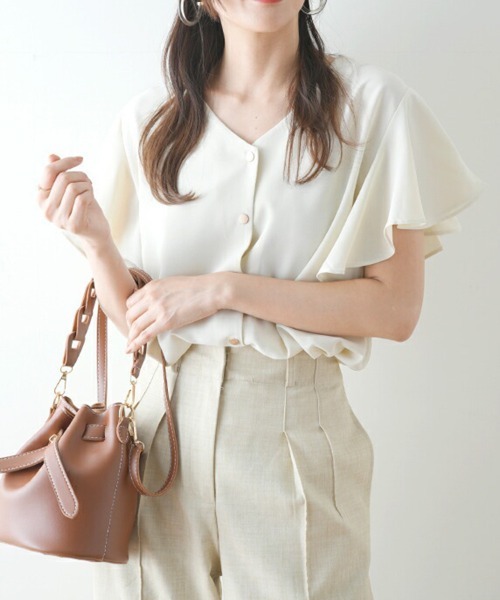 SallyLunn(サリーラン)の「大人フェミニンフリルスリーブブラウス(シャツ/ブラウス・レディース・ブラック/グレー/グリーン・LARGE/MEDIUM)」の6枚目の写真