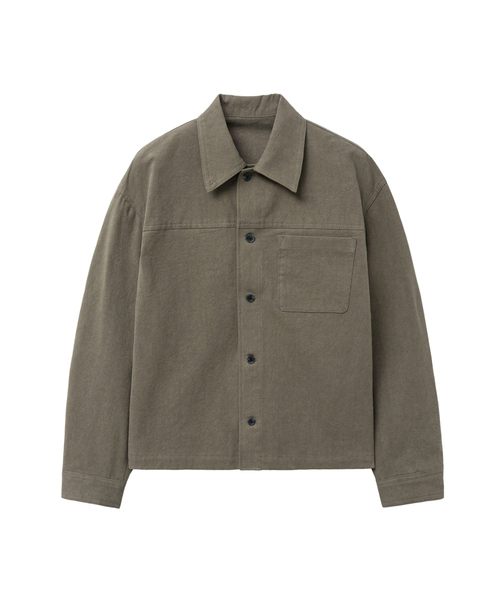 SPERONE(スペロネ)の「ピーチウォッシュドクロップシャツジャケット(カーキ)(ライダースジャケット・メンズ・その他・1/2/3)」の1枚目の写真