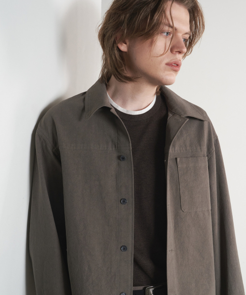 SPERONE(スペロネ)の「ピーチウォッシュドクロップシャツジャケット(カーキ)(ライダースジャケット・メンズ・その他・1/2/3)」の3枚目の写真