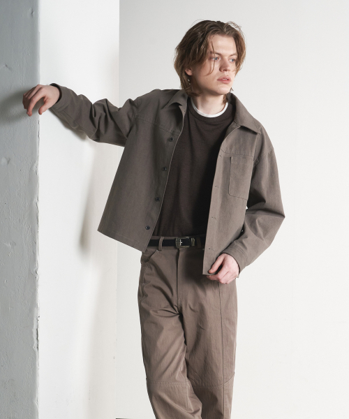 SPERONE(スペロネ)の「ピーチウォッシュドクロップシャツジャケット(カーキ)(ライダースジャケット・メンズ・その他・1/2/3)」の4枚目の写真