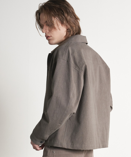 SPERONE(スペロネ)の「ピーチウォッシュドクロップシャツジャケット(カーキ)(ライダースジャケット・メンズ・その他・1/2/3)」の5枚目の写真