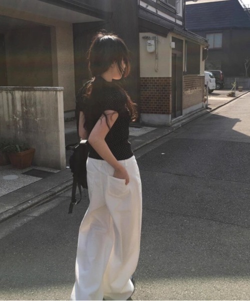 ViViDAY(ビビデー)の「襟リボン ドット柄半袖tシャツ(Tシャツ/カットソー・レディース・ブラック/オフホワイト・M)」の15枚目の写真