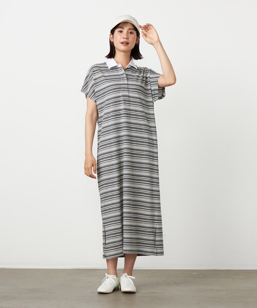 COMME CA ISM(コムサイズム)の「マルチボーダー ラガーワンピース(ワンピース・レディース・ブラック/ネイビー/グレー・MEDIUM/LARGE)」の2枚目の写真