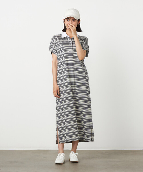 COMME CA ISM(コムサイズム)の「マルチボーダー ラガーワンピース(ワンピース・レディース・ブラック/ネイビー/グレー・MEDIUM/LARGE)」の4枚目の写真