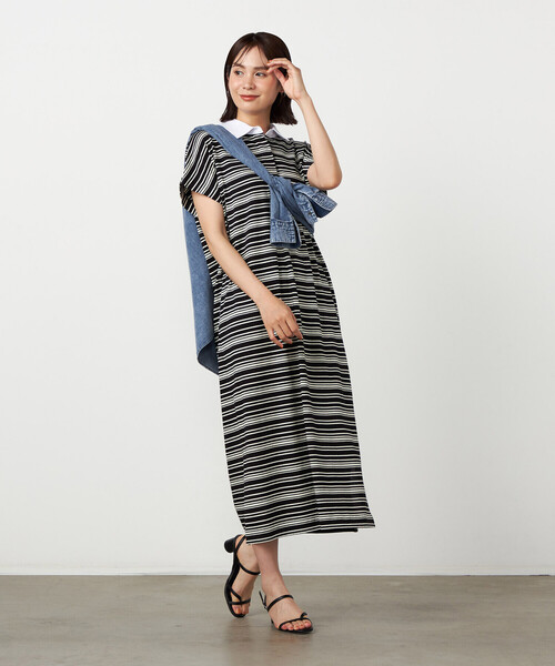 COMME CA ISM(コムサイズム)の「マルチボーダー ラガーワンピース(ワンピース・レディース・ブラック/ネイビー/グレー・MEDIUM/LARGE)」の6枚目の写真