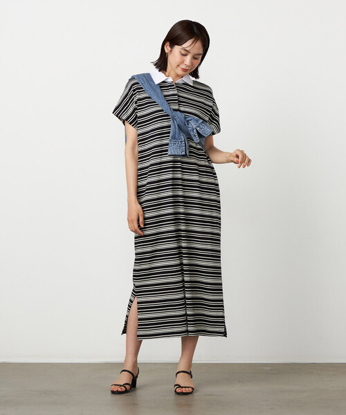 COMME CA ISM(コムサイズム)の「マルチボーダー ラガーワンピース(ワンピース・レディース・ブラック/ネイビー/グレー・MEDIUM/LARGE)」の7枚目の写真