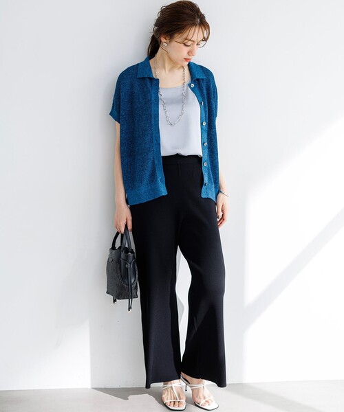 23区 L(ニジュウサンクオオキイサイズ)の「レーヨンポリエステルストレッチ ニット パンツ(その他パンツ・レディース・ブラック系/ダークブラウン系・46/48/44)」の8枚目の写真