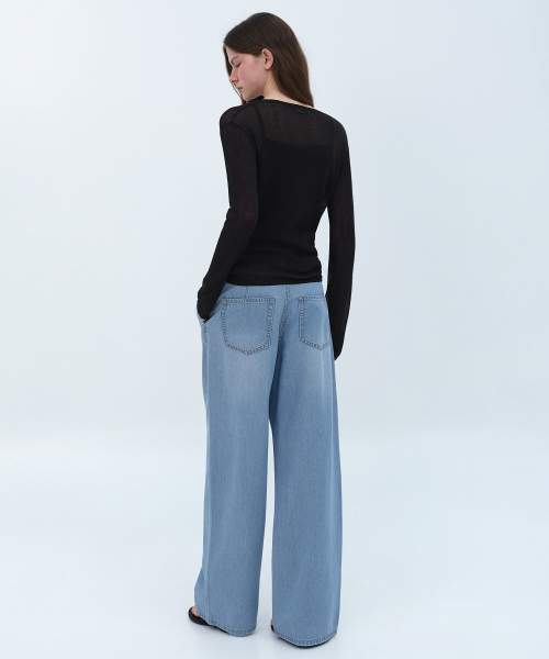 MUSINSA STANDARD WOMAN（ムシンサスタンダードウーマン）の「ウィメンズ テンセル ワン タック エクストラ ワイド デニムパンツ [スカイブルー]（デニムパンツ・レディース・その他・24/25/26/27/28/29/30）」の4枚目の写真