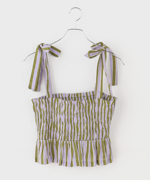 sara mallika(サラ マリカ)の「【SARA MALLIKA/サラマリカ】Cotton Wave Stripe Print Sh:ブラウス(シャツ/ブラウス・レディース・カーキ・FREE)」の1枚目の写真