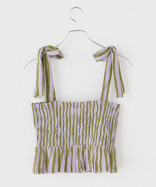 sara mallika(サラ マリカ)の「【SARA MALLIKA/サラマリカ】Cotton Wave Stripe Print Sh:ブラウス(シャツ/ブラウス・レディース・カーキ・FREE)」の2枚目の写真