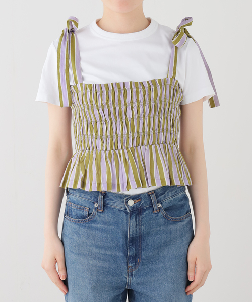 sara mallika(サラ マリカ)の「【SARA MALLIKA/サラマリカ】Cotton Wave Stripe Print Sh:ブラウス(シャツ/ブラウス・レディース・カーキ・FREE)」の8枚目の写真