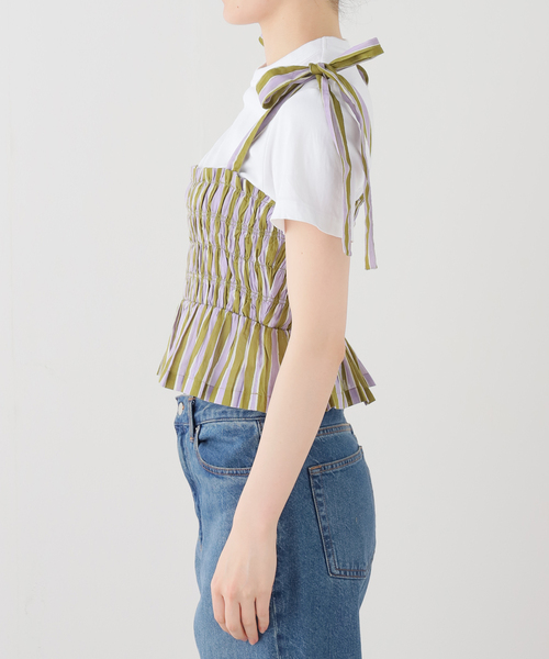 sara mallika(サラ マリカ)の「【SARA MALLIKA/サラマリカ】Cotton Wave Stripe Print Sh:ブラウス(シャツ/ブラウス・レディース・カーキ・FREE)」の9枚目の写真
