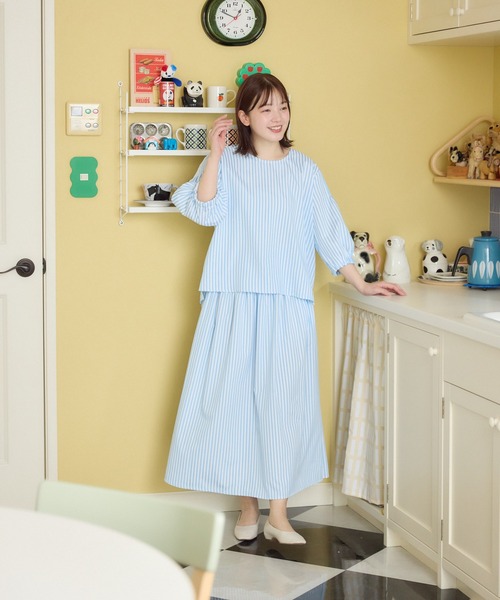 meeny miny(ミーニーマイニー)の「【メゾンテリア】ストライプスカート(スカート・レディース・ブルー/ピンク・M-L/S-M)」の8枚目の写真