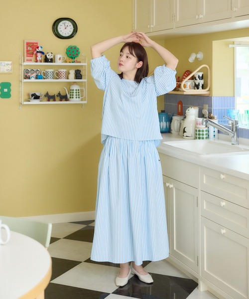 meeny miny(ミーニーマイニー)の「【メゾンテリア】ストライプスカート(スカート・レディース・ブルー/ピンク・M-L/S-M)」の11枚目の写真