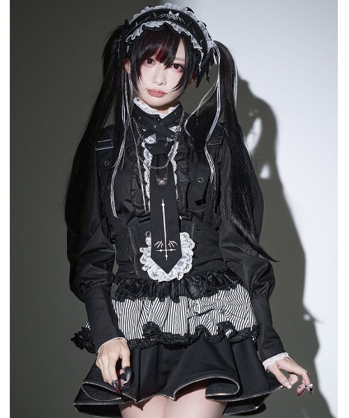 Grrr the Lipper(ガルルザリッパー)の「『Grrr the Lipper/ガルル・ザ・リッパー』御棘嬢園レムネちゃんの拘束吊りスカート(スカート・レディース・ブラック/ブラック×レッド・M/S)」の4枚目の写真