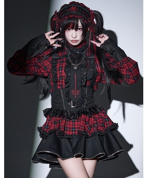 Grrr the Lipper(ガルルザリッパー)の「『Grrr the Lipper/ガルル・ザ・リッパー』御棘嬢園レムネちゃんの拘束吊りスカート(スカート・レディース・ブラック/ブラック×レッド・M/S)」の12枚目の写真