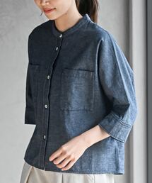綿麻半袖デニムシャツ