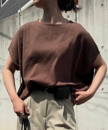 コクーンリブ半袖トップス