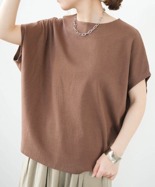 aquagarage(アクアガレージ)の「コクーンリブ半袖トップス(Tシャツ/カットソー・レディース・ブラウン/アイボリー/ブラック・FREE)」の8枚目の写真