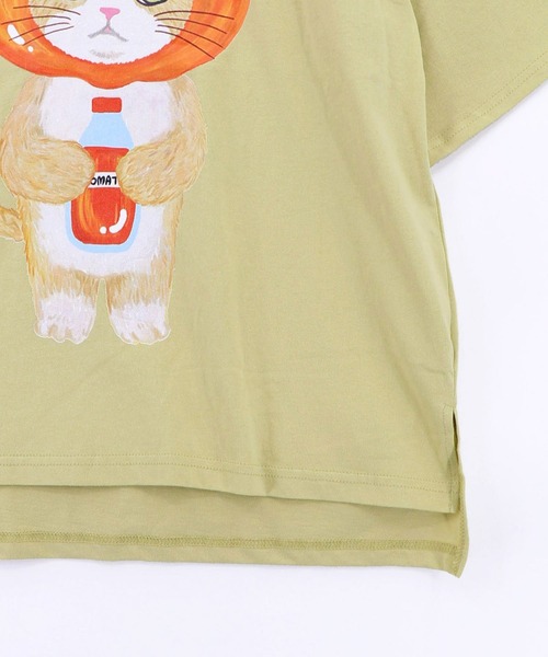 ScoLar(スカラー)の「ScoLar(スカラー) トマトにゃんこ柄プリントTシャツ(Tシャツ/カットソー・レディース・ブラック/イエロー/オフホワイト・MEDIUM)」の17枚目の写真