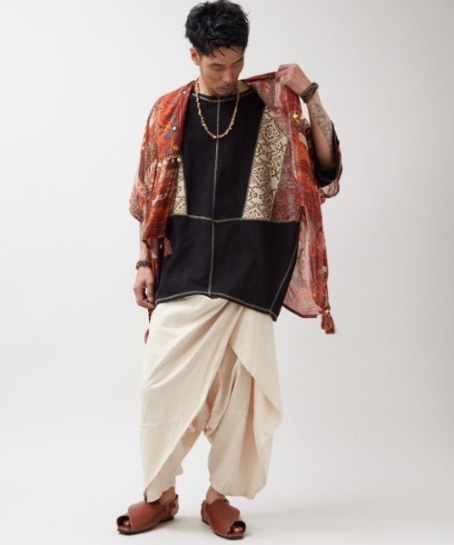 チャイハネ(チャイハネ)の「【チャイハネ】カジナツMEN'Sトップス(Tシャツ/カットソー・メンズ・パープル/オレンジ/ブラック/ホワイト/カーキ・FREE)」の9枚目の写真
