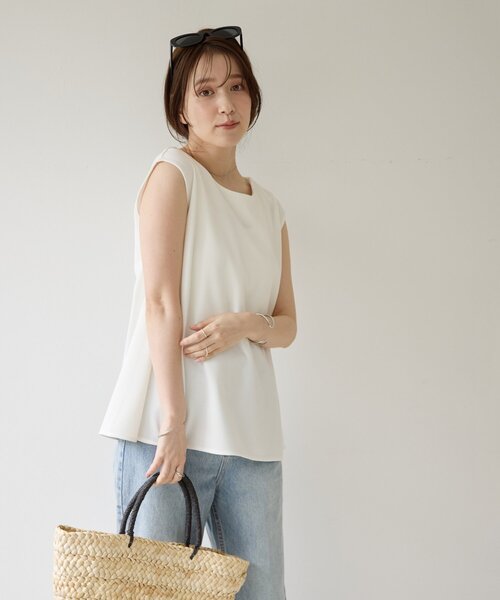 DISCOAT(ディスコート)の「【Noka/WEB限定】カットジョーゼットプレートTシャツ(Tシャツ/カットソー・レディース・モカ/ブラック/オフホワイト・FREE)」の6枚目の写真