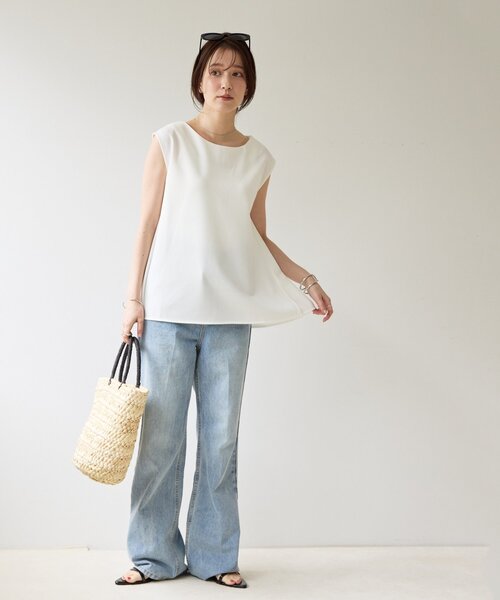 DISCOAT(ディスコート)の「【Noka/WEB限定】カットジョーゼットプレートTシャツ(Tシャツ/カットソー・レディース・モカ/ブラック/オフホワイト・FREE)」の9枚目の写真