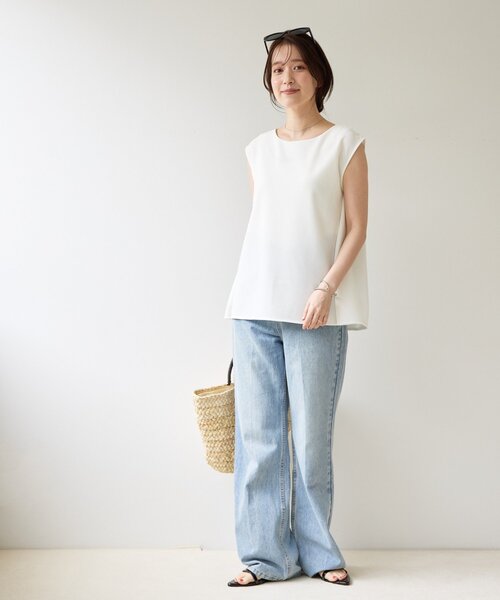 DISCOAT(ディスコート)の「【Noka/WEB限定】カットジョーゼットプレートTシャツ(Tシャツ/カットソー・レディース・モカ/ブラック/オフホワイト・FREE)」の10枚目の写真