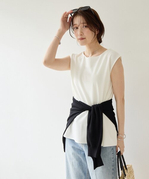 DISCOAT(ディスコート)の「【Noka/WEB限定】カットジョーゼットプレートTシャツ(Tシャツ/カットソー・レディース・モカ/ブラック/オフホワイト・FREE)」の14枚目の写真