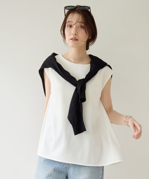 DISCOAT(ディスコート)の「【Noka/WEB限定】カットジョーゼットプレートTシャツ(Tシャツ/カットソー・レディース・モカ/ブラック/オフホワイト・FREE)」の18枚目の写真