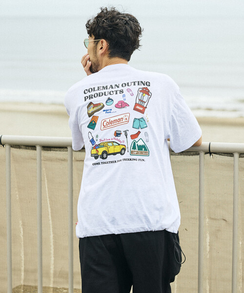 COLEMAN（コールマン）の「Coleman/コールマン 別注 Trekking Goods バックプリント スピンドルTシャツ（Tシャツ/カットソー・メンズ・チャコールグレー/ホワイト/ライトグレー/ブルー・MEDIUM/SMALL/LARGE）」の8枚目の写真
