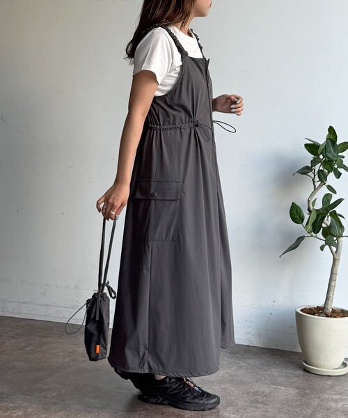 CPCM(シーピーシーエム)の「【2点セット】ストレッチナイロンパッカブルジップワンピース(ワンピース・レディース・ブラック/ベージュ/チャコールグレー・FREE)」の20枚目の写真