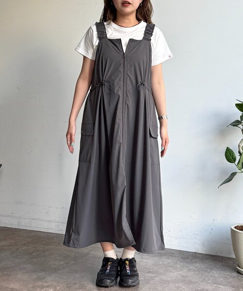 CPCM(シーピーシーエム)の「【2点セット】ストレッチナイロンパッカブルジップワンピース(ワンピース・レディース・ブラック/ベージュ/チャコールグレー・FREE)」の11枚目の写真