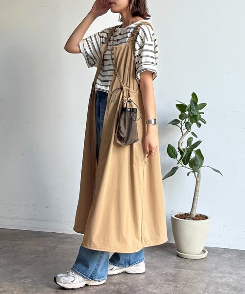 CPCM(シーピーシーエム)の「【2点セット】ストレッチナイロンパッカブルジップワンピース(ワンピース・レディース・ブラック/ベージュ/チャコールグレー・FREE)」の7枚目の写真