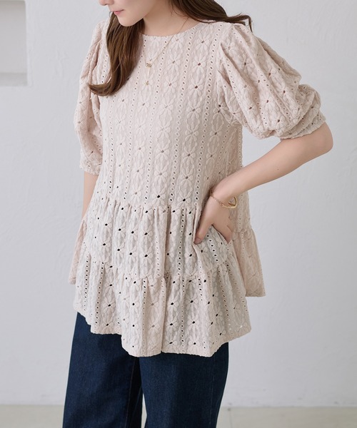 apres jour clair(アプレジュールクレア)の「【apres jour clair】フラワーレースティアードプルオーバー(Tシャツ/カットソー・レディース・ブラック/ベージュ/アイボリー・X-LARGE/フリー)」の17枚目の写真