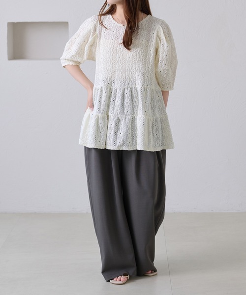 apres jour clair(アプレジュールクレア)の「【apres jour clair】フラワーレースティアードプルオーバー(Tシャツ/カットソー・レディース・ブラック/ベージュ/アイボリー・X-LARGE/フリー)」の13枚目の写真