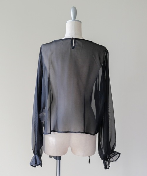 DOLLUPOOPS(ドールアップウップス)の「Sheer Gather Ribbon Blouse(シアーギャザーリボンブラウス)(シャツ/ブラウス・レディース・ライトグレー/ブラック・FREE)」の18枚目の写真