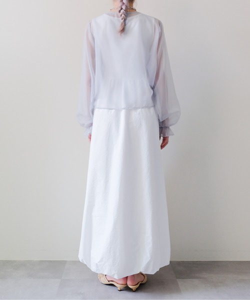 DOLLUPOOPS(ドールアップウップス)の「Sheer Gather Ribbon Blouse(シアーギャザーリボンブラウス)(シャツ/ブラウス・レディース・ライトグレー/ブラック・FREE)」の14枚目の写真