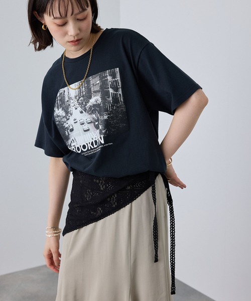 CROSS FUNCTION(クロスファンクション)の「《UV》エブ楽 Brooklynフォトプリント クール Tシャツ【CROSS FUNCTION/クロスファンクション】(Tシャツ/カットソー・レディース・オフホワイト/チャコールグレー・LL/L/M)」の9枚目の写真